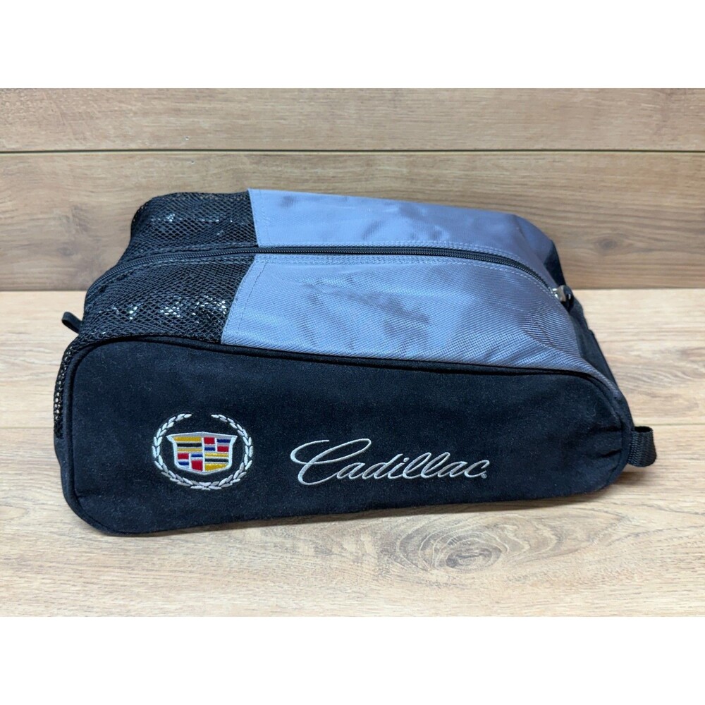 Cadillac Embroidered Logo Suede Luggage Zipper Shoe Travel Gym Golf Bag 16x10x6